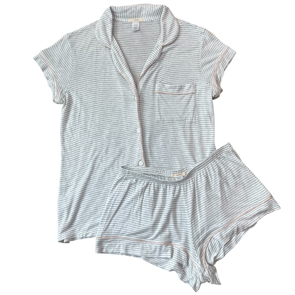 Eberjey Women’s Striped Modal Rayon Shorts Coordinated Pajama Set Size Medium - Picture 1 of 16